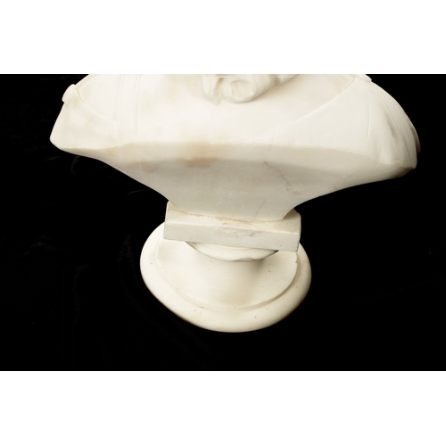 949 - A LATE 19TH CENTURY ALABASTER BUST OF A YOUNG LADY SIGNED G. CAPELLI with ivy band in her hair - sig... 