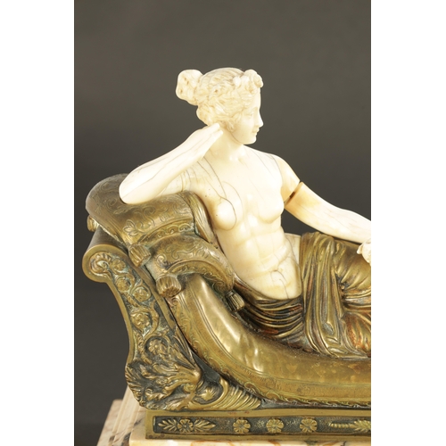 953 - ANTONIO CANOVA (1757 - 1822). A GOOD REGENCY CARVED IVORY, BRONZE AND SIENNA MARBLE SCULPTURE depict... 