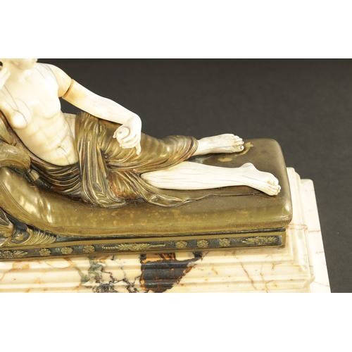 953 - ANTONIO CANOVA (1757 - 1822). A GOOD REGENCY CARVED IVORY, BRONZE AND SIENNA MARBLE SCULPTURE depict... 