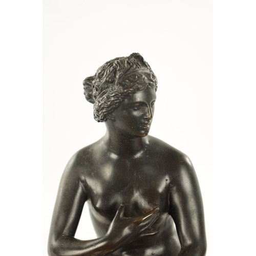 954 - A 19TH CENTURY ITALIAN SCHOOL BRONZE SCULPTURE of The Medici Venus (31cm high)