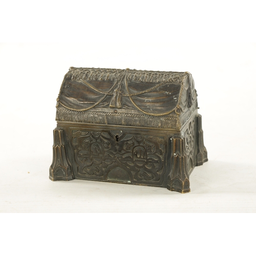 955 - ATT A.TITZE AN EARLY 20TH CENTURY AUSTRIAN BRONZE EROTIC JEWELLERY CASKET with tassel and rope mould... 