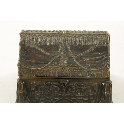 955 - ATT A.TITZE AN EARLY 20TH CENTURY AUSTRIAN BRONZE EROTIC JEWELLERY CASKET with tassel and rope mould... 