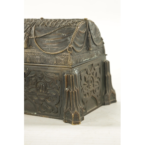 955 - ATT A.TITZE AN EARLY 20TH CENTURY AUSTRIAN BRONZE EROTIC JEWELLERY CASKET with tassel and rope mould... 