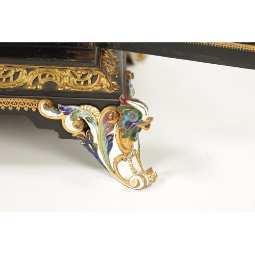 959 - A FINE AND RARE EARLY/MID 19TH CENTURY AUSTRIAN EBONISED, PRESSED BRASS MOUNTED AND VIENNESE ENAMELL... 