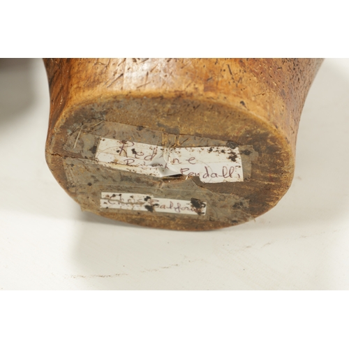 965 - A COLLECTION OF THIRTEEN 19TH CENTURY WOODEN WIG STANDS bearing the label 