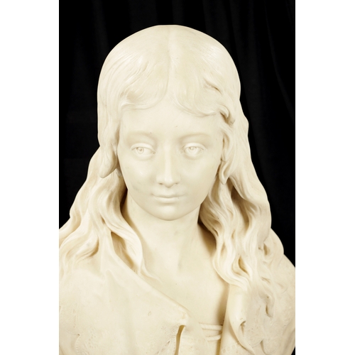 969 - JACQUES BOERO. A 19TH CENTURY CARVED CARRERA MARBLE ITALIAN BUST depicting a young lady - signed. (6... 