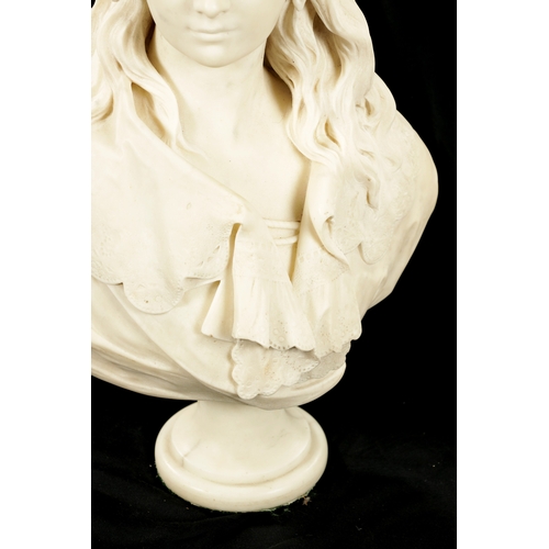 969 - JACQUES BOERO. A 19TH CENTURY CARVED CARRERA MARBLE ITALIAN BUST depicting a young lady - signed. (6... 