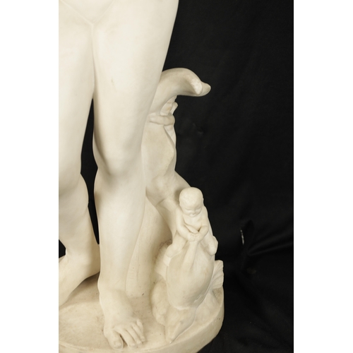 981 - A LARGE LATE 19TH CENTURY CARVED WHITE MARBLE SCULPTURE modelled as the Medici Venus, inscribed on t... 