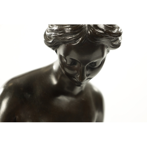 982 - AFTER ETIENNE-MAURICE FALCONET. A LARGE LATE 19TH CENTURY PATINATED BRONZE SCULPTURE 'The Bather' mo... 