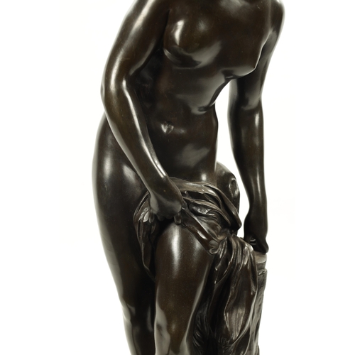 982 - AFTER ETIENNE-MAURICE FALCONET. A LARGE LATE 19TH CENTURY PATINATED BRONZE SCULPTURE 'The Bather' mo... 