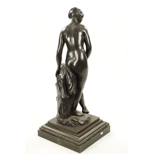 982 - AFTER ETIENNE-MAURICE FALCONET. A LARGE LATE 19TH CENTURY PATINATED BRONZE SCULPTURE 'The Bather' mo... 