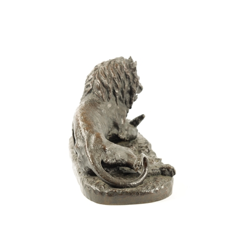 995 - CHRISTOPE FRATIN (1801 - 1864). A 19TH CENTURY BRONZE ANIMALIER GROUP depicting a Lion praying on a ... 