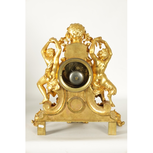 1203 - A FINE QUALITY MID 19TH CENTURY FRENCH ORMOLU FIGURAL MANTEL CLOCK the large case depicting a satyr ... 