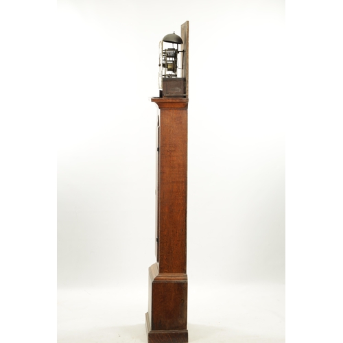 1211 - HENRY SOUTH, A MID 18TH CENTURY EIGHT DAY LONGCASE CLOCK The slender oak case with caddy top enclosi... 