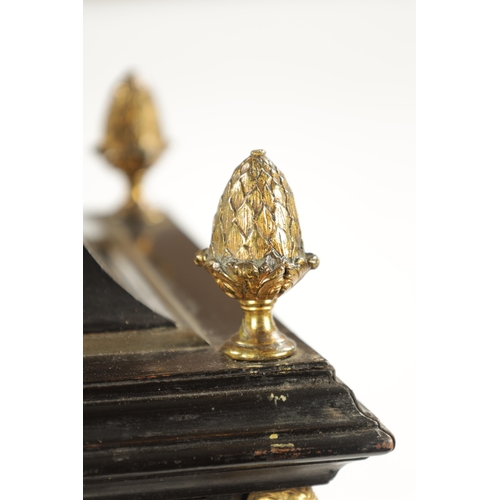 1212 - STEPHEN RIMBAULT, LONDON. A GEORGE III EBONISED QUARTER CHIMING VERGE BRACKET CLOCK the ormolu mount... 