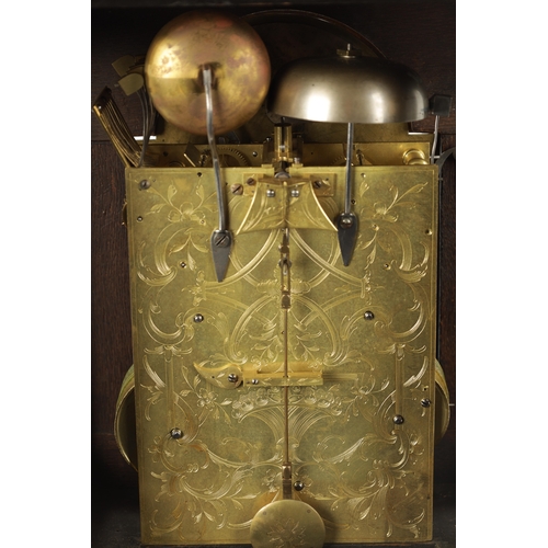 1212 - STEPHEN RIMBAULT, LONDON. A GEORGE III EBONISED QUARTER CHIMING VERGE BRACKET CLOCK the ormolu mount... 