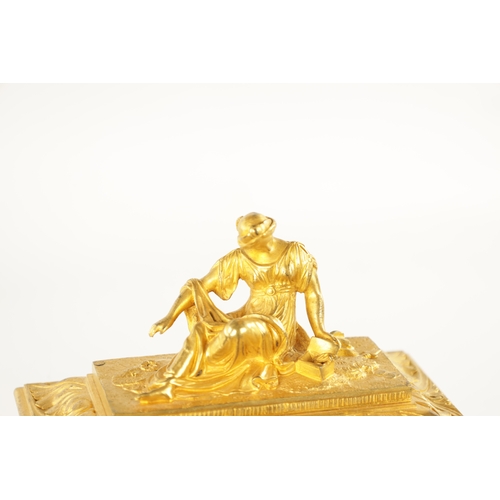 1213 - LEROY A PARIS. A 19TH CENTURY FRENCH ORMOLU AND PORCELAIN PANELLED MANTEL CLOCK the figural case wit... 