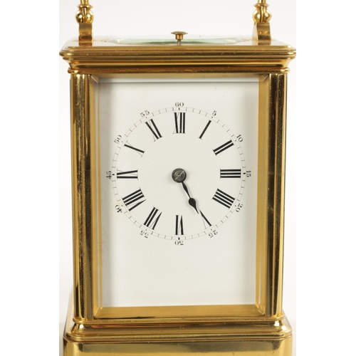 1214 - A LATE 19TH CENTURY FRENCH GRAND SONNERIE REPEATING CARRIAGE CLOCK with brass corniche case enclosin... 