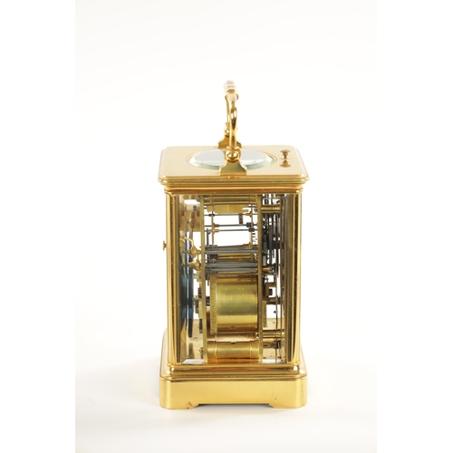 1214 - A LATE 19TH CENTURY FRENCH GRAND SONNERIE REPEATING CARRIAGE CLOCK with brass corniche case enclosin... 