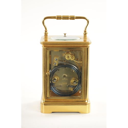 1214 - A LATE 19TH CENTURY FRENCH GRAND SONNERIE REPEATING CARRIAGE CLOCK with brass corniche case enclosin... 