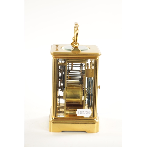 1214 - A LATE 19TH CENTURY FRENCH GRAND SONNERIE REPEATING CARRIAGE CLOCK with brass corniche case enclosin... 