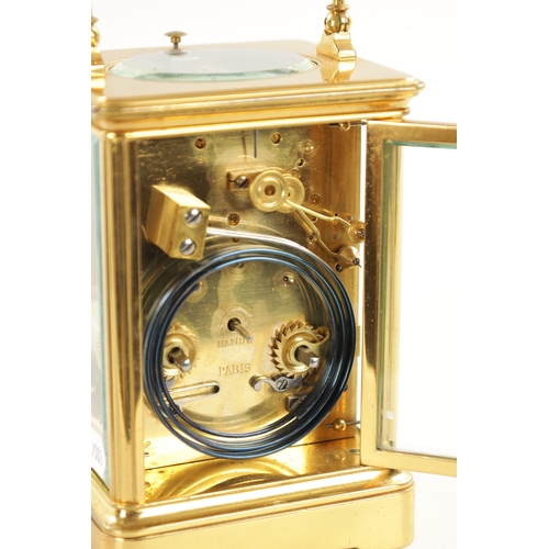 1214 - A LATE 19TH CENTURY FRENCH GRAND SONNERIE REPEATING CARRIAGE CLOCK with brass corniche case enclosin... 