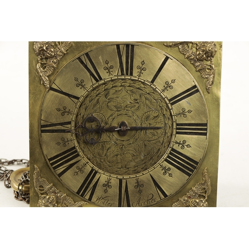 1216 - WALTER ARCHER. AN EARLY 18TH CENTURY 30HR HOOK AND SPIKE WALL CLOCK the 9