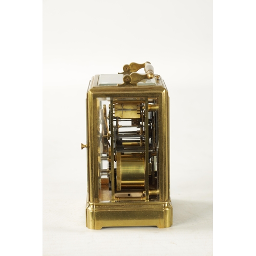 1217 - AUBERT & KLAFTONBERGER. A GOOD LATE 19TH CENTURY FRENCH REPEATING ONE-PIECE GILT BRASS CARRIAGE CLOC... 