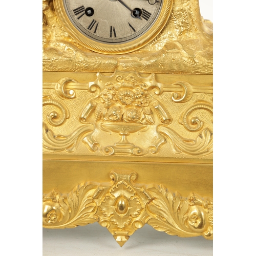 1220 - A MID 19TH CENTURY FRENCH ORMOLU FIGURAL MANTEL CLOCK the case modelled as a maiden collecting flowe... 