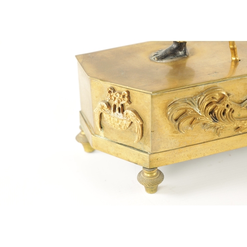 1223 - A FRENCH EMPIRE BRONZE AND ORMOLU BLACKAMOOR FIGURAL MANTEL CLOCK with an eight-day spring-driven mo... 