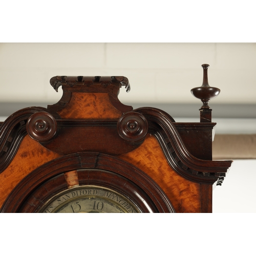 1243 - JAMES SANDIFORD, MANCHESTER. A GEORGE III FIGURED MAHOGANY EIGHT-DAY QUARTER STRIKING LONGCASE CLOCK... 