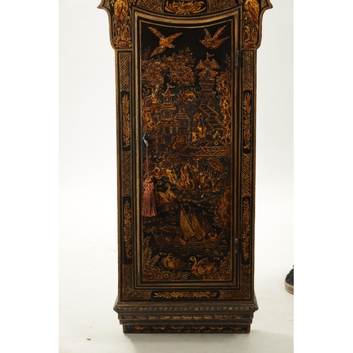 1249 - WILSON, PETERBOROUGH. A GEORGE III LACQUERED CHINOISERIE STRIKING TAVERN CLOCK the case decorated wi... 