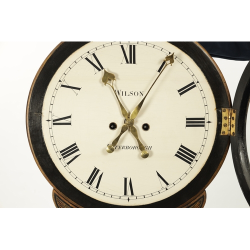 1249 - WILSON, PETERBOROUGH. A GEORGE III LACQUERED CHINOISERIE STRIKING TAVERN CLOCK the case decorated wi... 