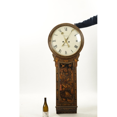 1249 - WILSON, PETERBOROUGH. A GEORGE III LACQUERED CHINOISERIE STRIKING TAVERN CLOCK the case decorated wi... 