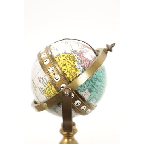 1250 - ANTOINE REDIER, PARIS. A LATE 19TH CENTURY ROTATING ENAMEL GLOBE CLOCK the gimballed brass stand wit... 