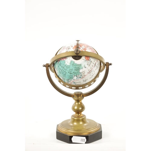 1250 - ANTOINE REDIER, PARIS. A LATE 19TH CENTURY ROTATING ENAMEL GLOBE CLOCK the gimballed brass stand wit... 