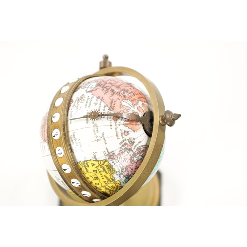 1250 - ANTOINE REDIER, PARIS. A LATE 19TH CENTURY ROTATING ENAMEL GLOBE CLOCK the gimballed brass stand wit... 