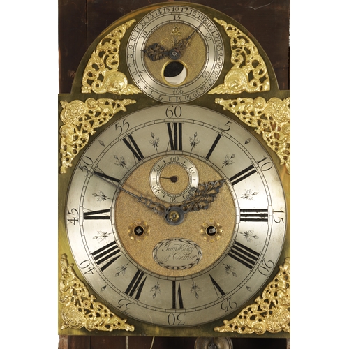 1251 - JAMES WOLLEY (WOOLLEY), CODNOR. AN EARLY 18TH CENTURY EIGHT DAY LONGCASE CLOCK WITH MOONPHASE the oa... 