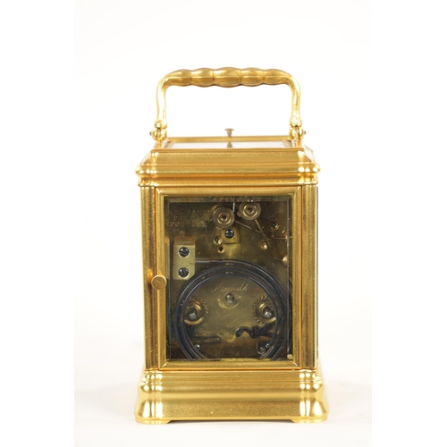 1252 - A LATE 19TH CENTURY FRENCH GORGE-CASED QUARTER CHIMING/REPEATING CARRIAGE CLOCK, the gilt brass case... 