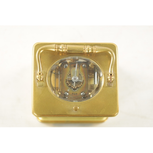 1256 - A LATE 19TH CENTURY FRENCH BRASS CASED GRAND SONNERIE CARRIAGE CLOCK the gilt masked enamel dial wit... 