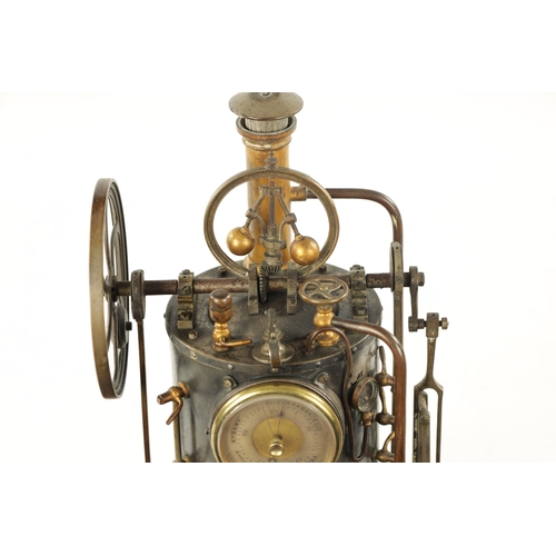 1261 - A RARE LATE 19TH CENTURY FRENCH INDUSTRIAL AUTOMATON MANTEL CLOCK modelled as a vertical steam boile... 