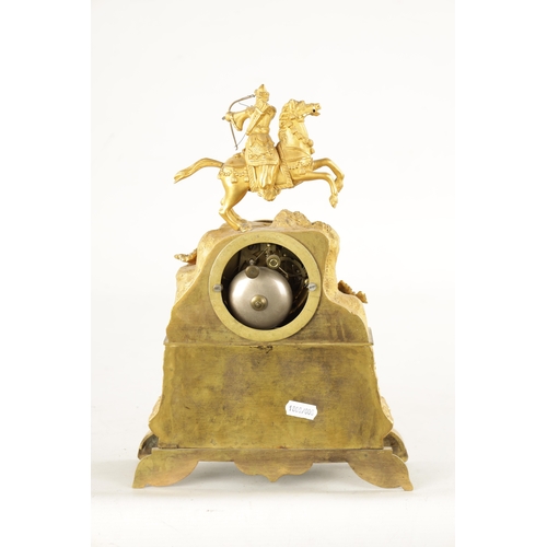 1262 - H. MARC. A PARIS. A MID 19TH CENTURY FRENCH ORMOLU MANTEL CLOCK surmounted by a Chinese archer on ho... 