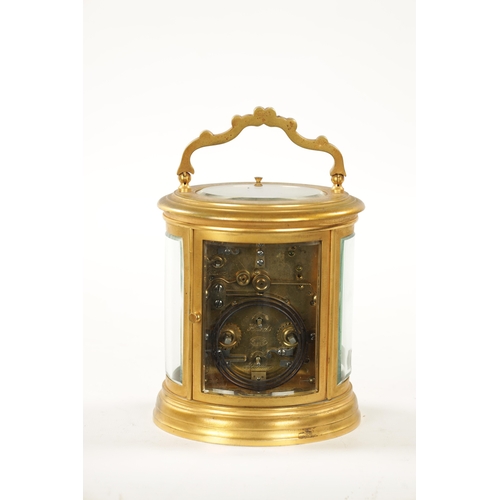 1264 - RICHARD ET CIE, PARIS. A LARGE LATE 19TH CENTURY FRENCH OVAL REPEATING CARRIAGE CLOCK The gilt brass... 