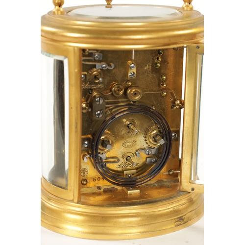 1264 - RICHARD ET CIE, PARIS. A LARGE LATE 19TH CENTURY FRENCH OVAL REPEATING CARRIAGE CLOCK The gilt brass... 