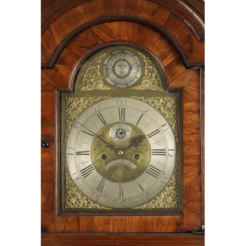 1266 - DOLLIF ROLLISSON, HALTON. A MID 18TH CENTURY OAK AND BURR WALNUT LONGCASE CLOCK The arched hood with... 