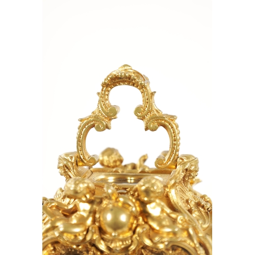 1272 - GROHE, PARIS. A FINE AND RARE MID 19TH CENTURY FRENCH CAST GILT BRASS ROCOCO REPEATING PETITE SONNER... 