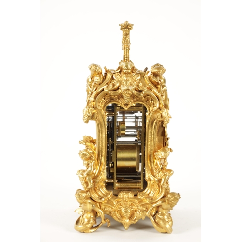 1272 - GROHE, PARIS. A FINE AND RARE MID 19TH CENTURY FRENCH CAST GILT BRASS ROCOCO REPEATING PETITE SONNER... 