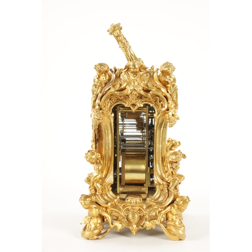 1272 - GROHE, PARIS. A FINE AND RARE MID 19TH CENTURY FRENCH CAST GILT BRASS ROCOCO REPEATING PETITE SONNER... 