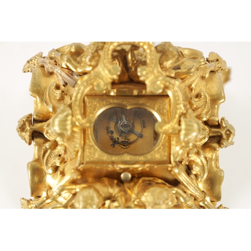 1272 - GROHE, PARIS. A FINE AND RARE MID 19TH CENTURY FRENCH CAST GILT BRASS ROCOCO REPEATING PETITE SONNER... 