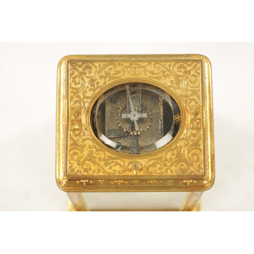 1273 - A LATE 19TH CENTURY FRENCH CHAMPLEVE ENAMEL AND GILT BRASS ENGRAVED REPEATING CARRIAGE CLOCK the cas... 